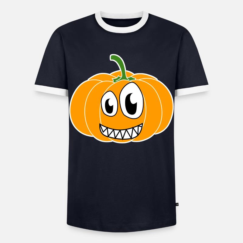 Pumpkins Crazy Pumpkin - Men's Ringer Shirt - navy/white 