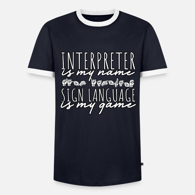 ASL Dolmetscher Gebärdensprache - Männer Kontrast-T-Shirt - Navy/Weiß 