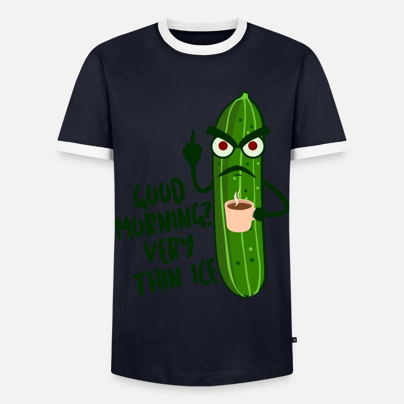 Grumpy Cucumber Cucumbers Pickles - Men's Ringer Shirt - navy/white 