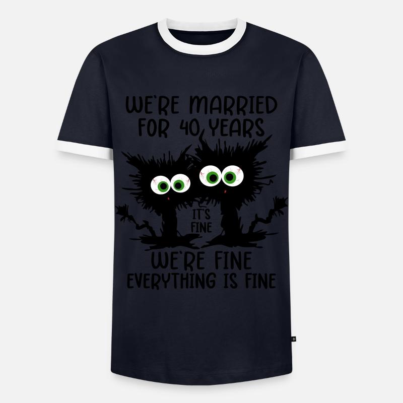 40 Years Married Ruby Wedding Gift - Men's Ringer Shirt - navy/white 