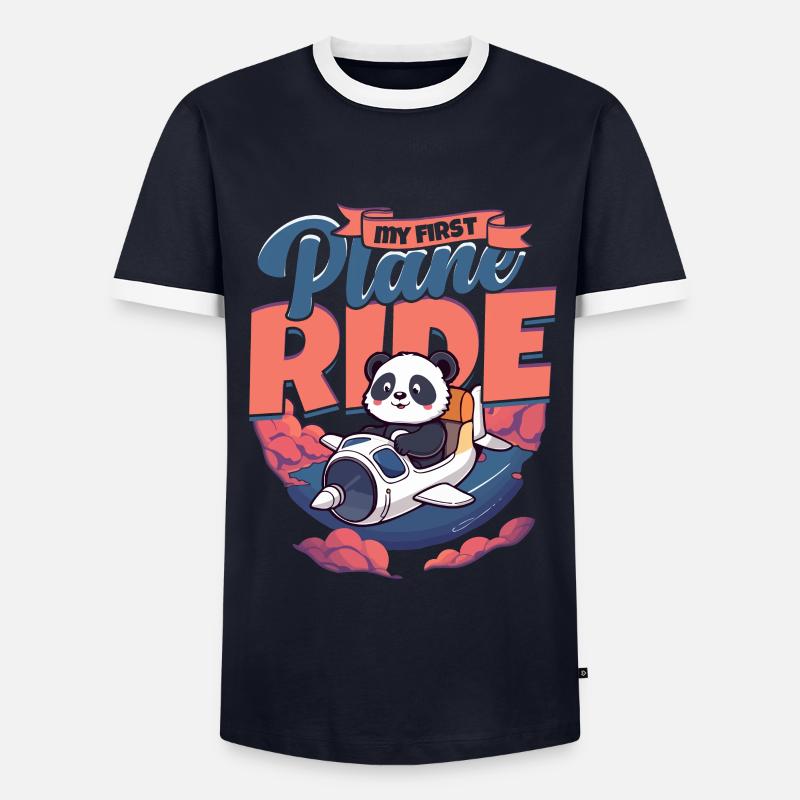 Erster Flug Flugzeugflug - Männer Kontrast-T-Shirt - Navy/Weiß 