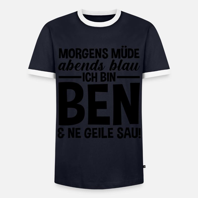 First name Ben - Men's Ringer Shirt - navy/white 