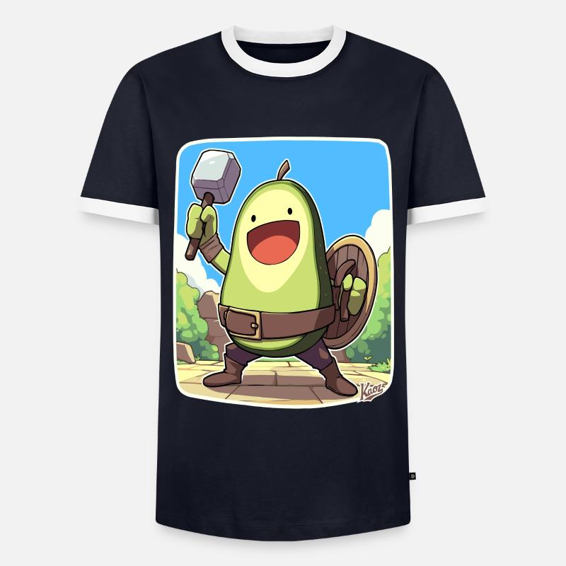 Funny Warrior Avocado - Men's Ringer Shirt - navy/white 