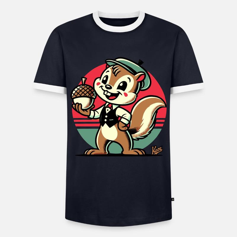 Eichhörnchen mit Haselnuss - Männer Kontrast-T-Shirt - Navy/Weiß