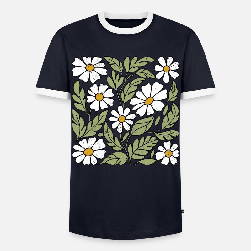 Gänseblümchen Blumen - Männer Kontrast-T-Shirt - Navy/Weiß 