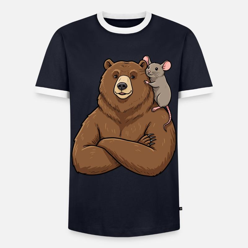 Bear and Mouse - Men's Ringer Shirt - navy/white 