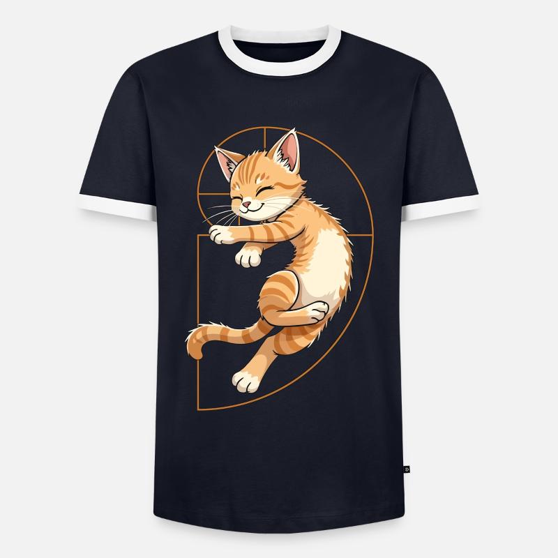 Fibonacci Cat - Men's Ringer Shirt - navy/white 