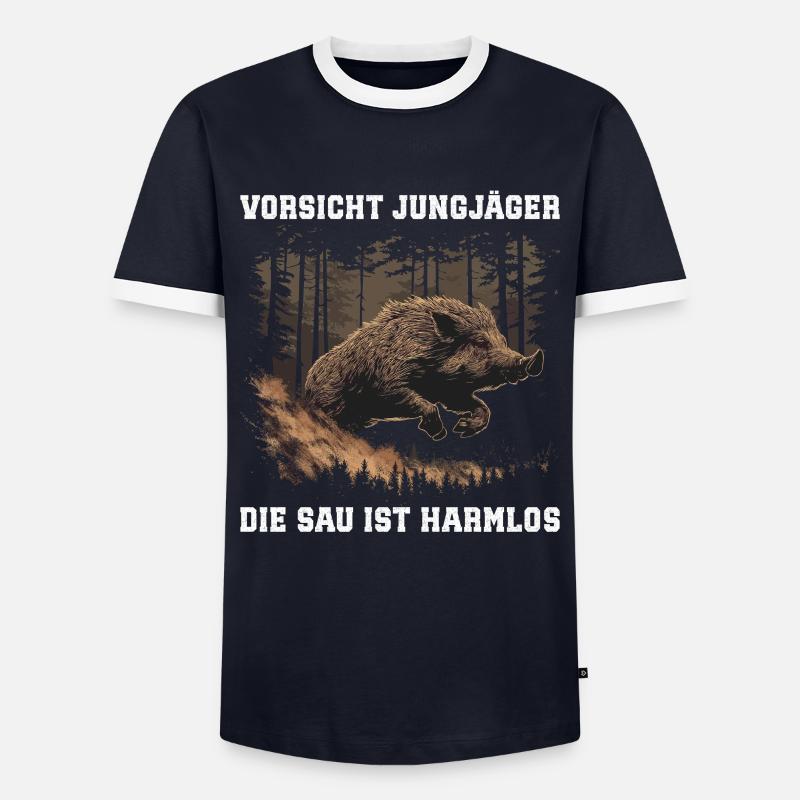 Méfiez-vous des jeunes chasseurs - T-shirt contrasté Homme - marine/blanc 