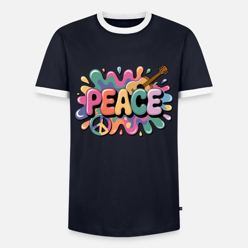 PEACE – Psychédélique - T-shirt contrasté Homme - marine/blanc