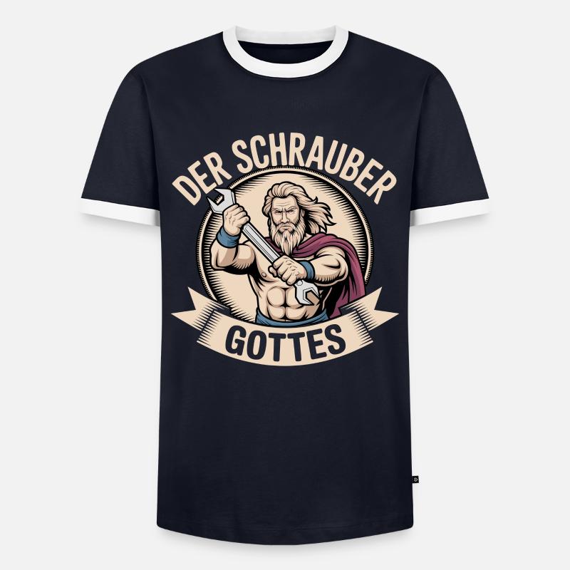 Der Schrauber Gottes - Männer Kontrast-T-Shirt - Navy/Weiß 