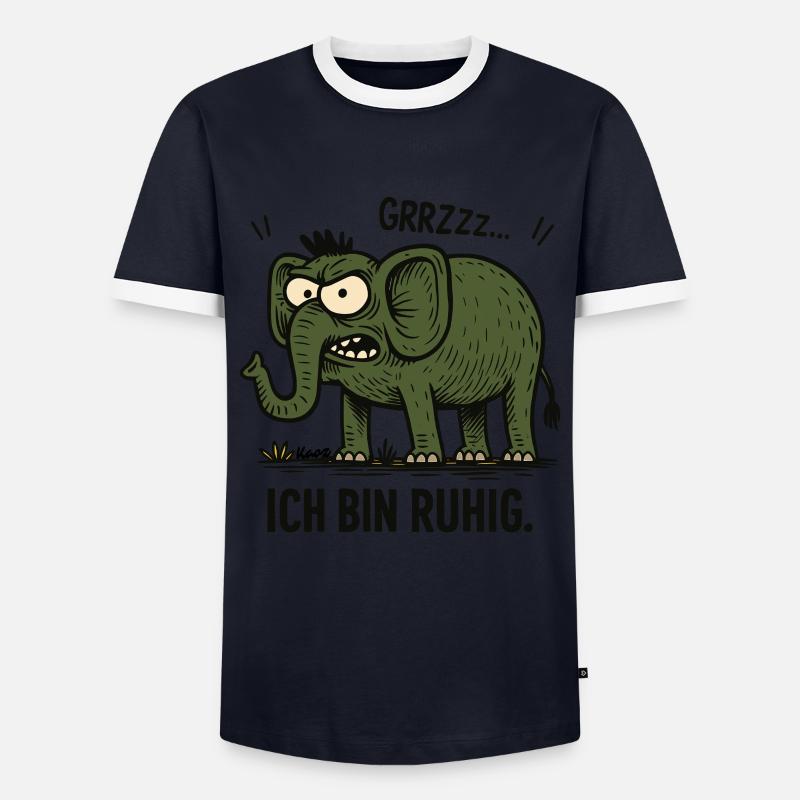 Wütender Elefant – Ich bin ruhig. - Männer Kontrast-T-Shirt - Navy/Weiß