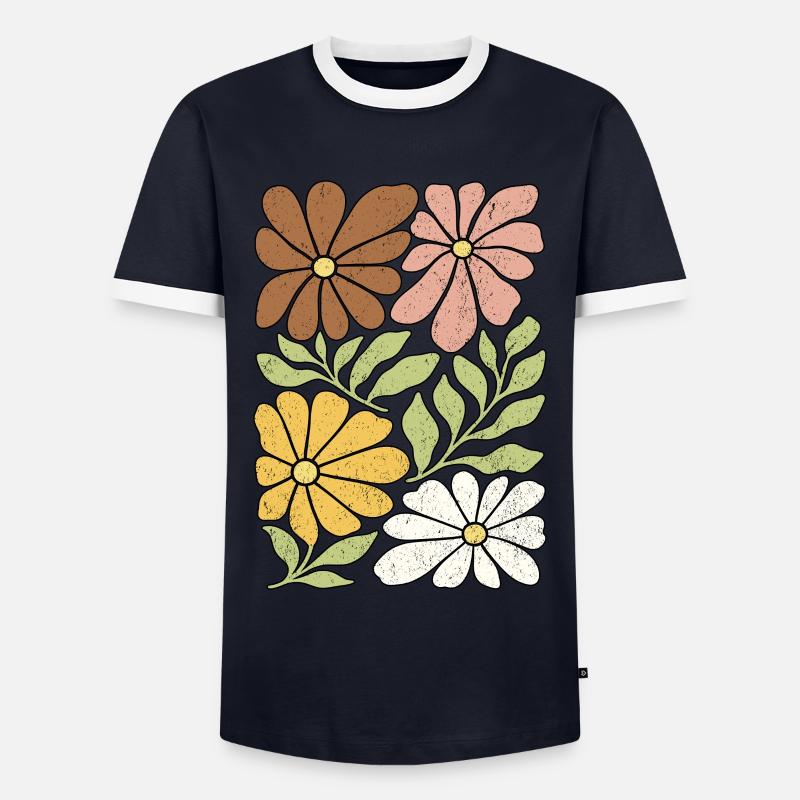 Wildblumen Boho - Männer Kontrast-T-Shirt - Navy/Weiß 