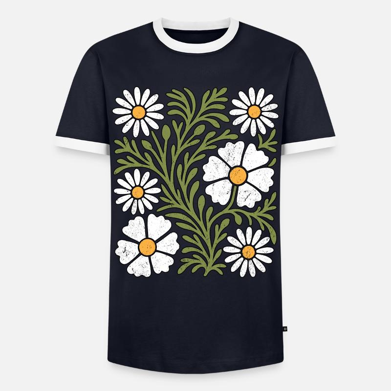 Boho Daisies - Men's Ringer Shirt - navy/white 