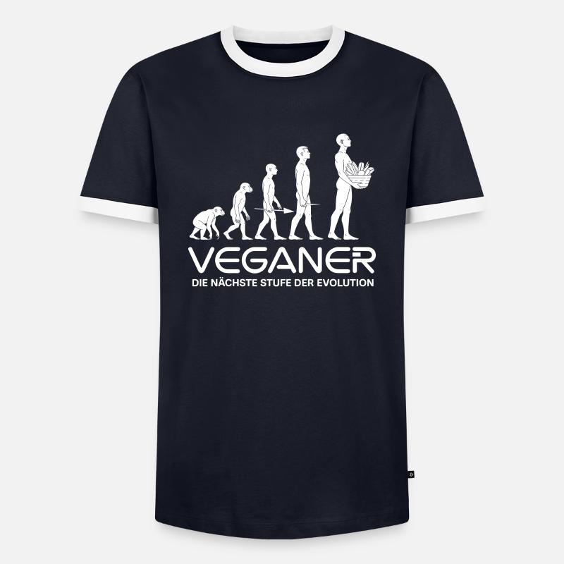 Veganer – Nächste Stufe der Evolution - Männer Kontrast-T-Shirt - Navy/Weiß 