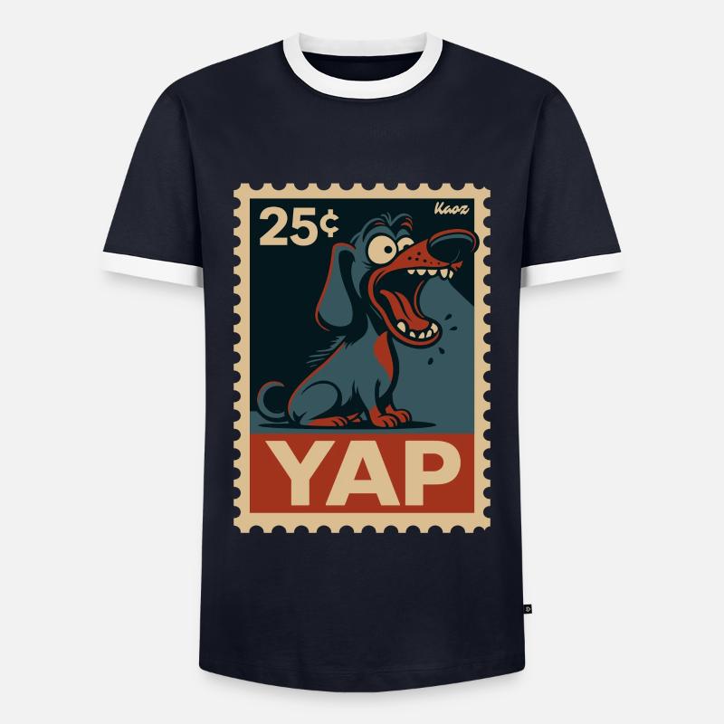 Comic-Dackel auf Briefmarke - Männer Kontrast-T-Shirt - Navy/Weiß 