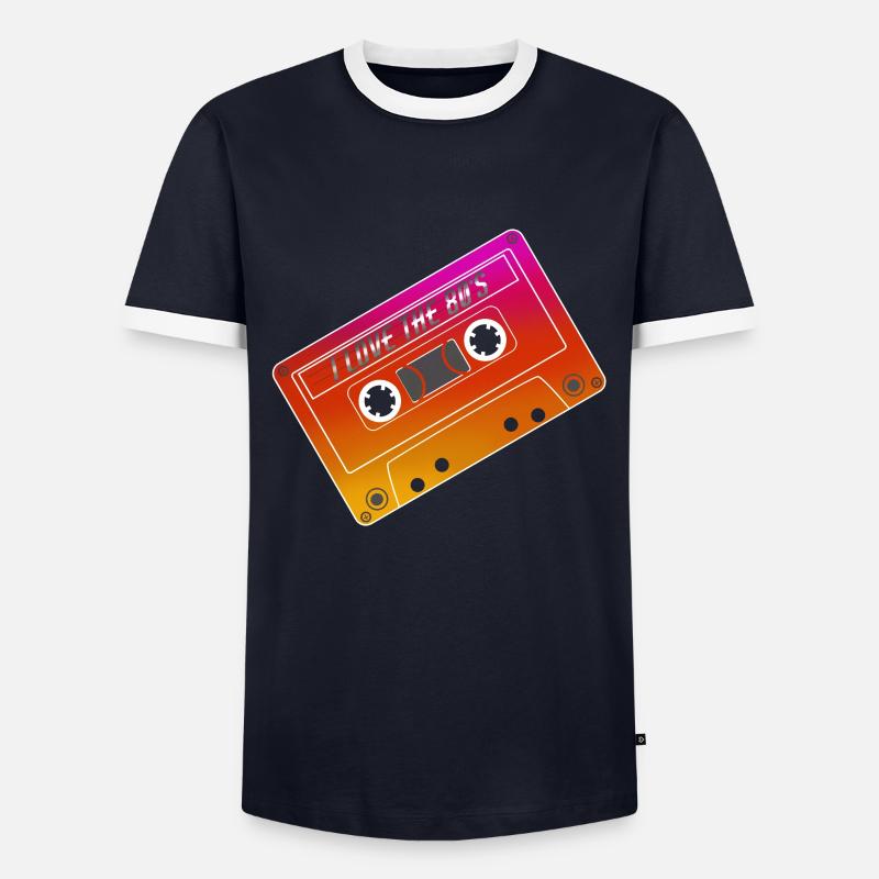 cassette - Men's Ringer Shirt - navy/white 