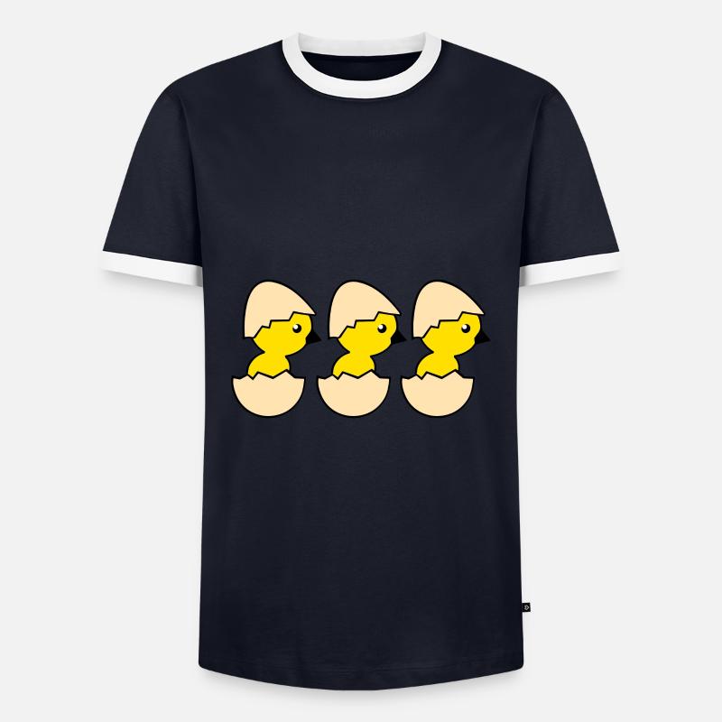 Three hatching chicks - Men's Ringer Shirt - navy/white 