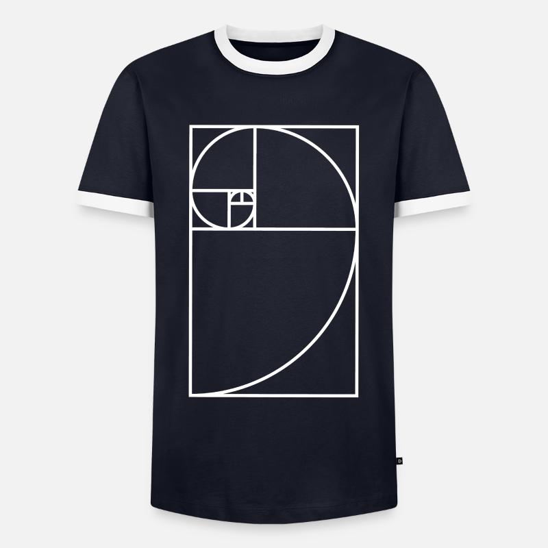 Fibonacci snail - Men's Ringer Shirt - navy/white