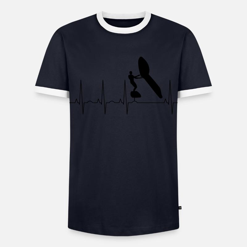 Wingfoil Puls Frequenz - Männer Kontrast-T-Shirt - Navy/Weiß 