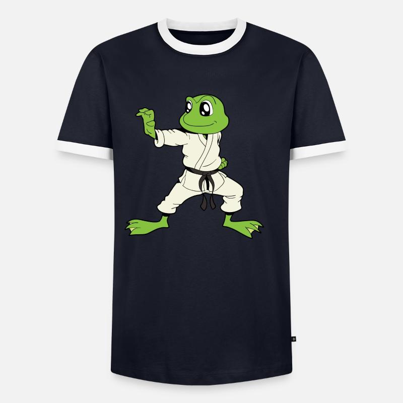 Comic Gecko does karate - Men's Ringer Shirt - navy/white