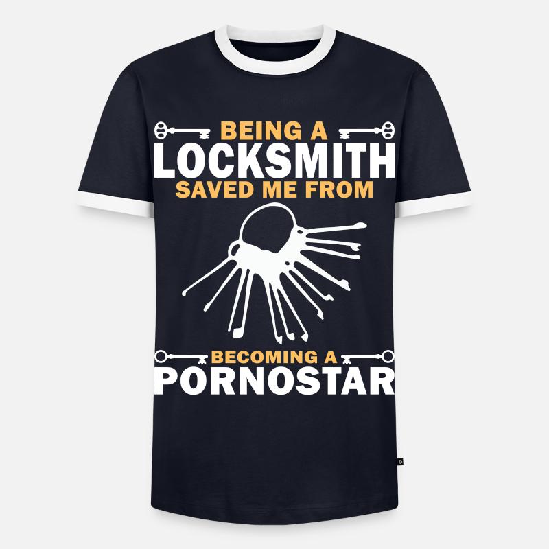 Locksmith security technology - Men's Ringer Shirt - navy/white 