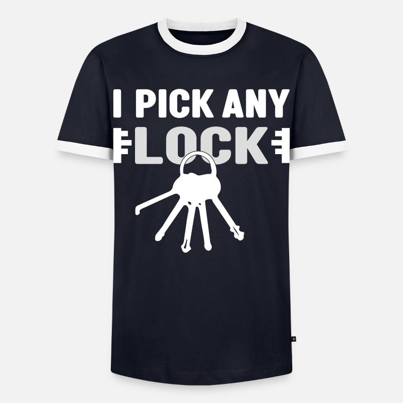 Security engineering locksmith - Men's Ringer Shirt - navy/white