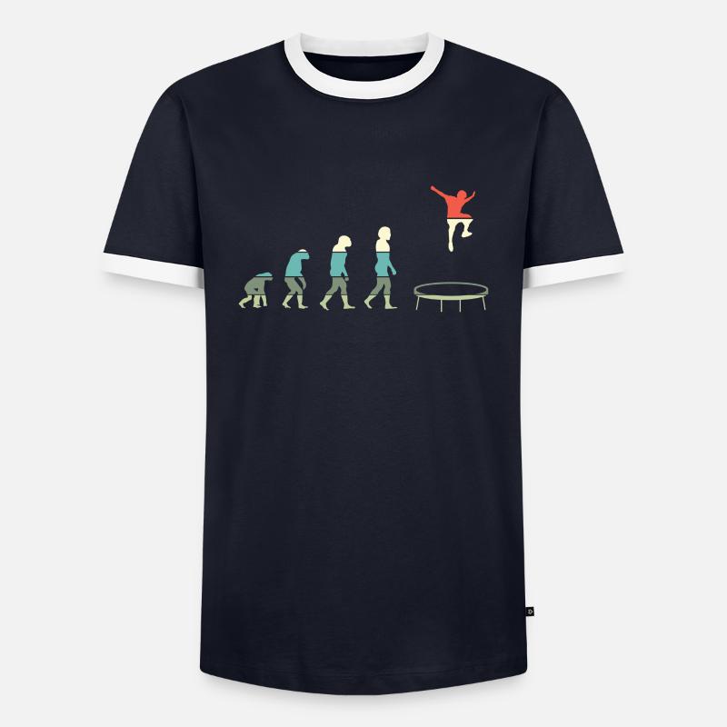 Trampolin Evolution Trampoliner Trampolinist - Männer Kontrast-T-Shirt - Navy/Weiß