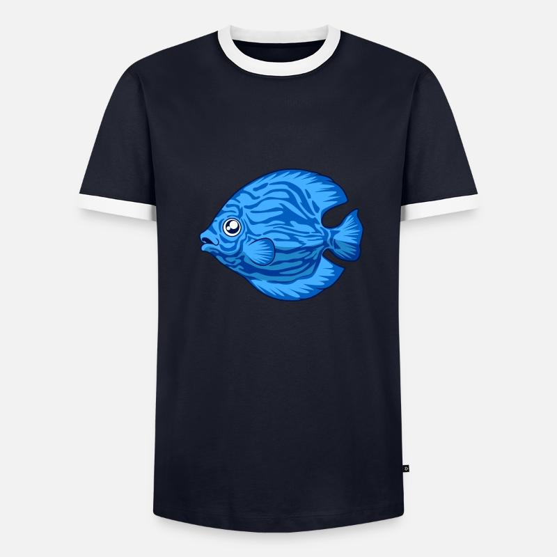 Kawaii Diskusfisch - Männer Kontrast-T-Shirt - Navy/Weiß