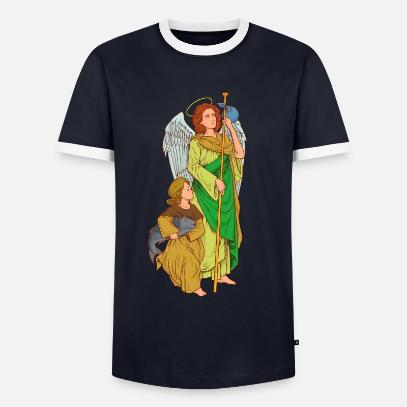 Erzengel Raphael - Männer Kontrast-T-Shirt - Navy/Weiß