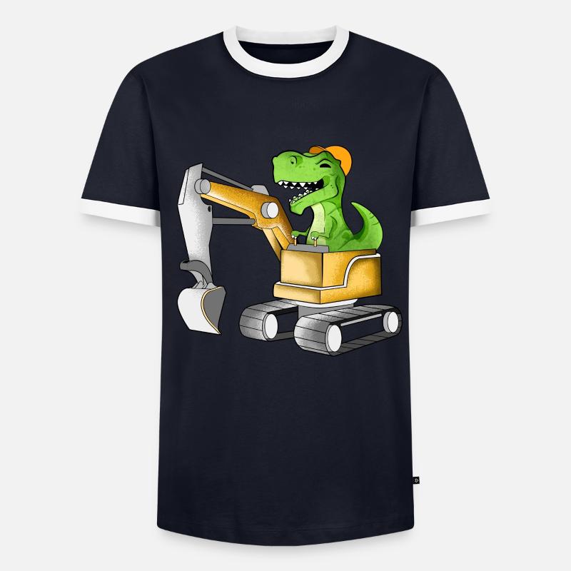 TREX drives excavator driver - Men's Ringer Shirt - navy/white 