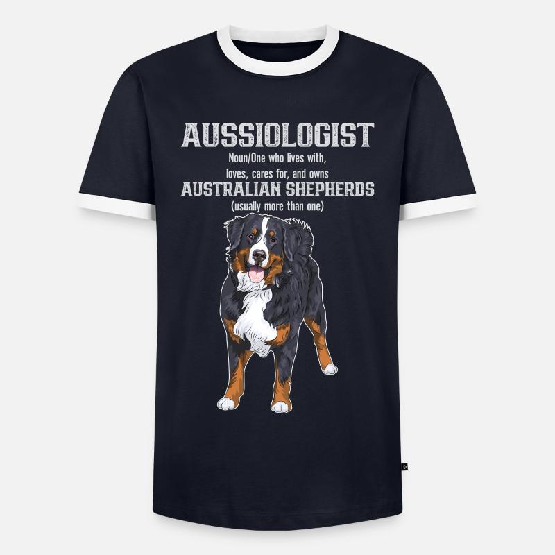 Australischer Schäferhund - Männer Kontrast-T-Shirt - Navy/Weiß 