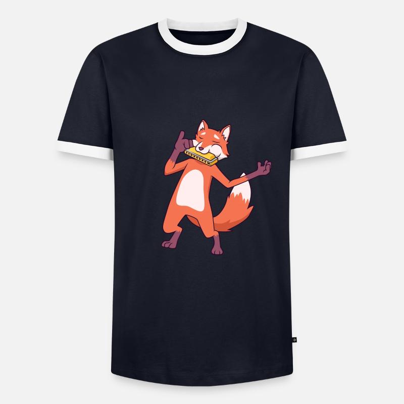 Fox joue de l’harmonica - T-shirt contrasté Homme - marine/blanc