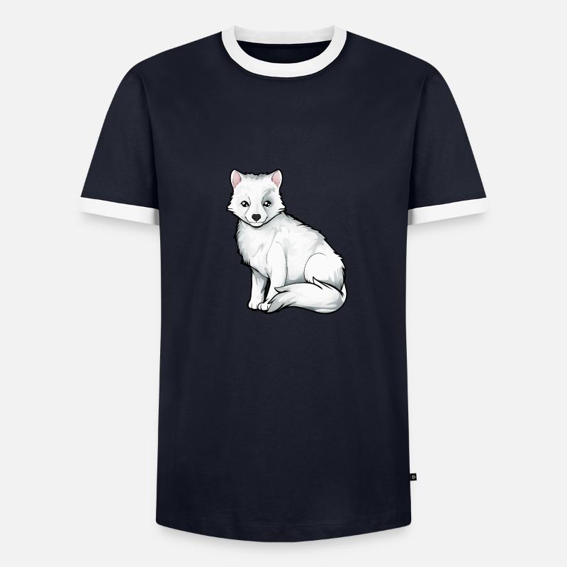 Zeichnung eines Polarfuchs - Männer Kontrast-T-Shirt - Navy/Weiß 