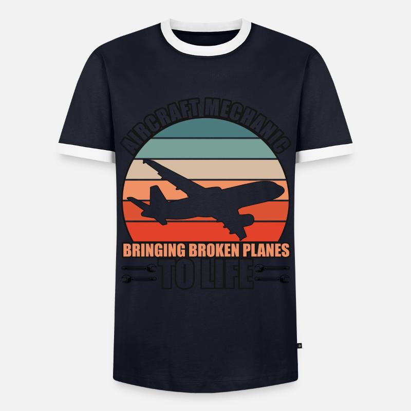Flugzeugtechniker - Männer Kontrast-T-Shirt - Navy/Weiß