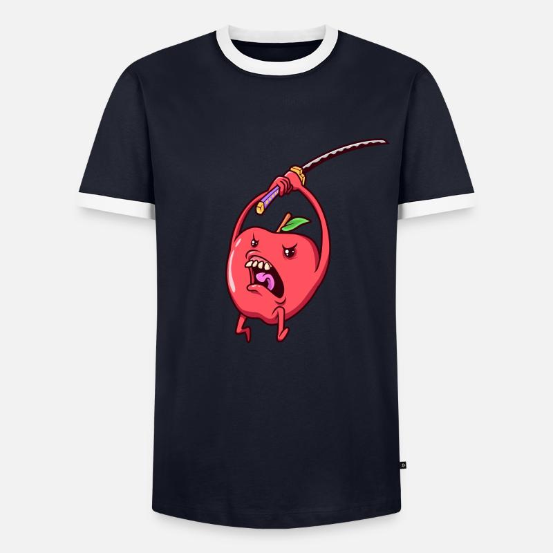 Rollenspiel-Charakter - Samurai - Apfel - Männer Kontrast-T-Shirt - Navy/Weiß 
