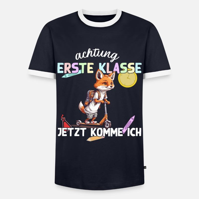 Fuchs Erstklässler Einschulung Schulstart Design - Männer Kontrast-T-Shirt - Navy/Weiß 