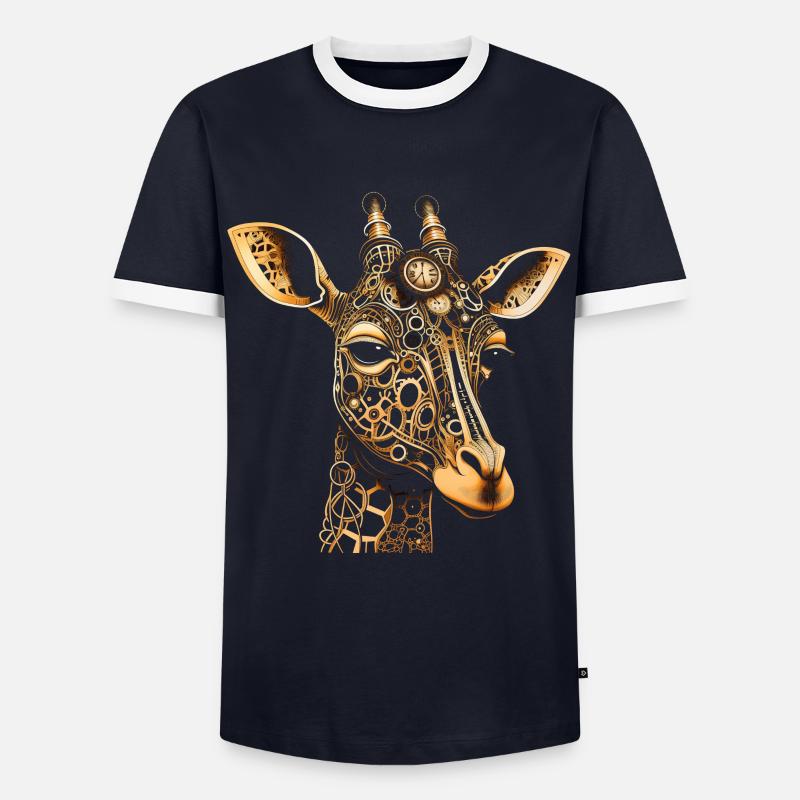Giraffe Steampunk Tier Geschenk - Männer Kontrast-T-Shirt - Navy/Weiß 