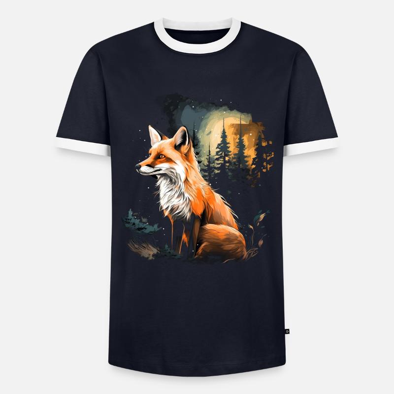 Fuchs - Männer Kontrast-T-Shirt - Navy/Weiß 