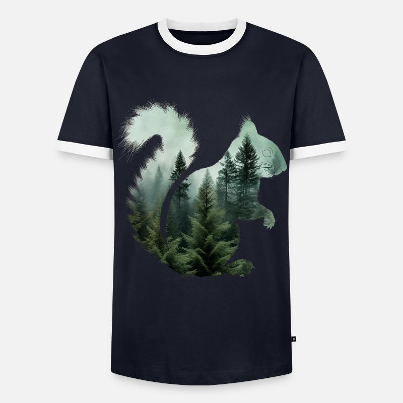 Squirrel, Forest, Nature - Men's Ringer Shirt - navy/white 