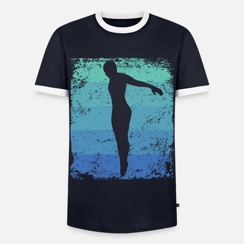 Synchronisierter Wassertaucher High Diver - Männer Kontrast-T-Shirt - Navy/Weiß
