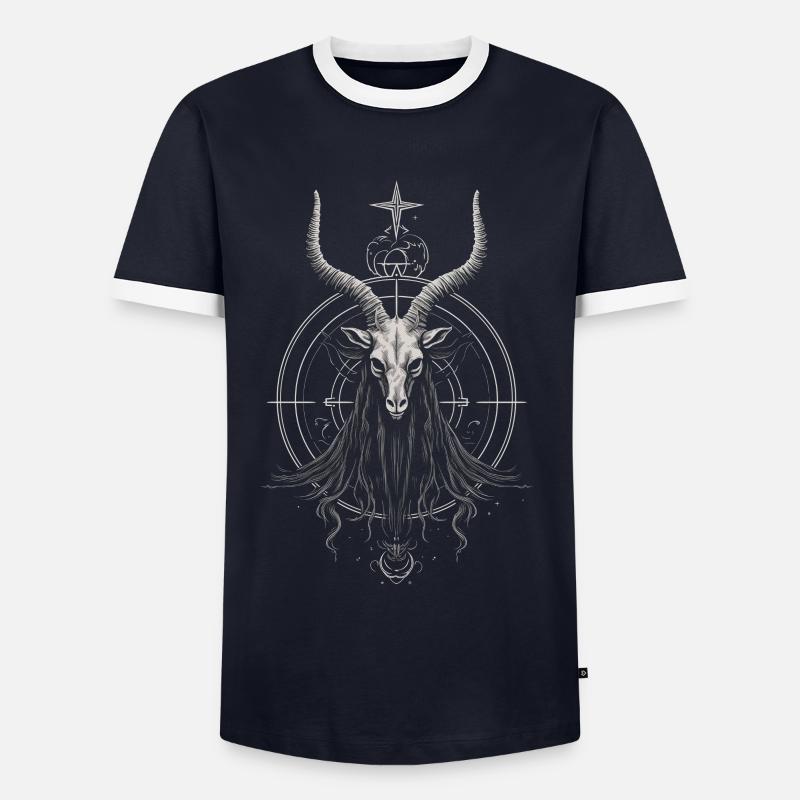 Goat Baphomet - Men's Ringer Shirt - navy/white