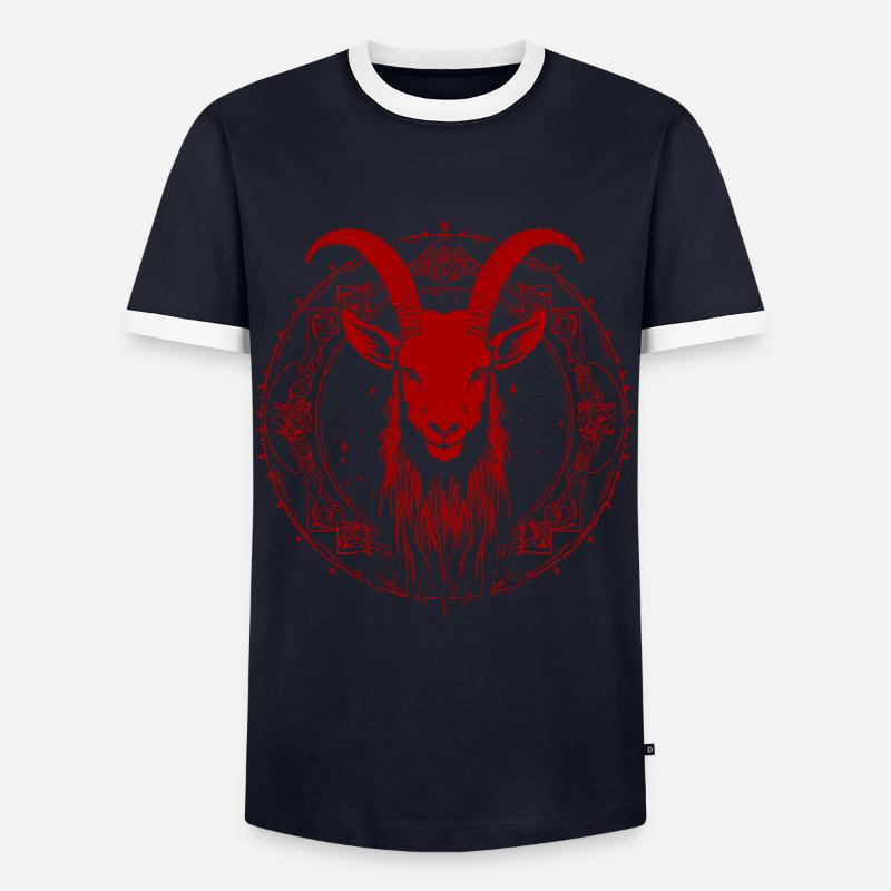 Goat Baphomet - Men's Ringer Shirt - navy/white