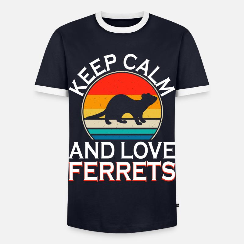 Frettchen - Männer Kontrast-T-Shirt - Navy/Weiß 