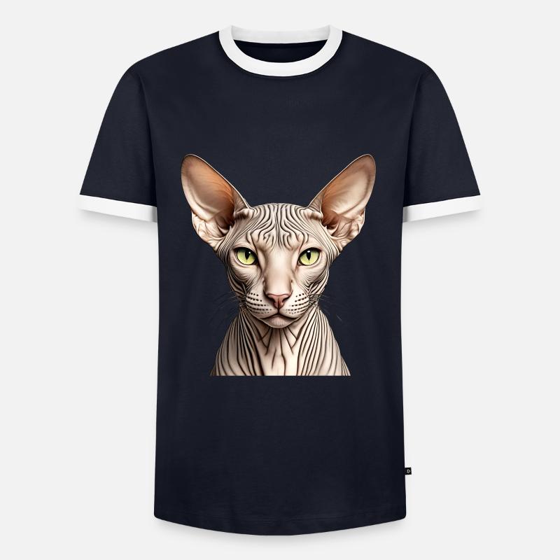 Sphynx cat - Men's Ringer Shirt - navy/white 