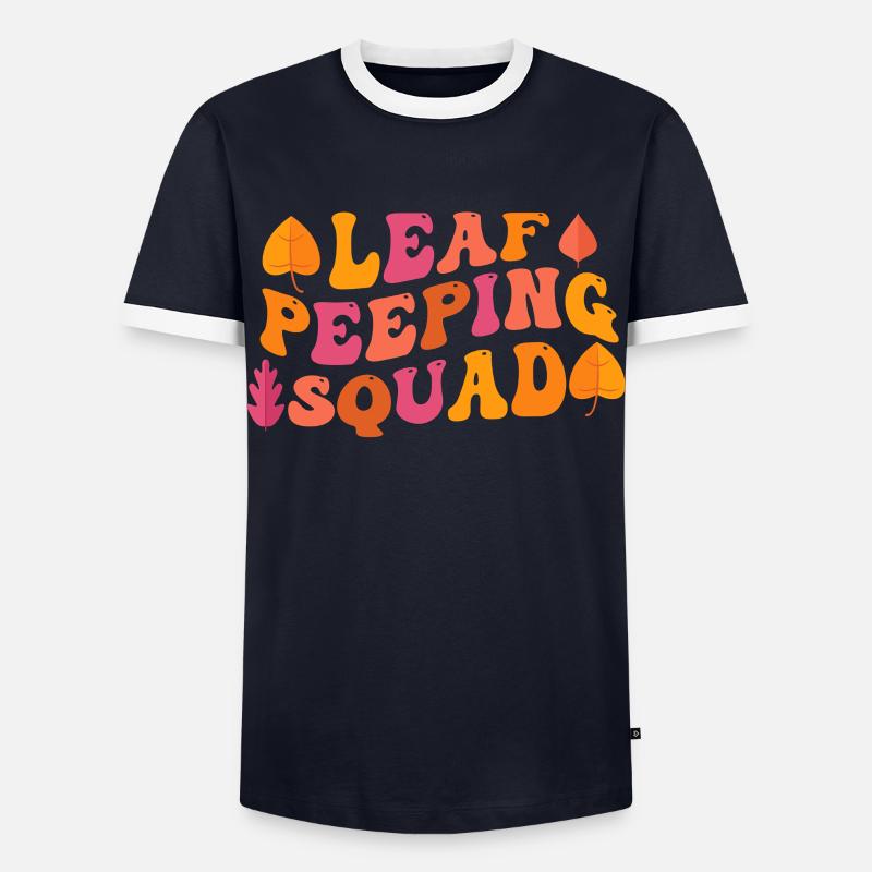 Blattpeeper Herbst Laub Herbst Peeper - Männer Kontrast-T-Shirt - Navy/Weiß 
