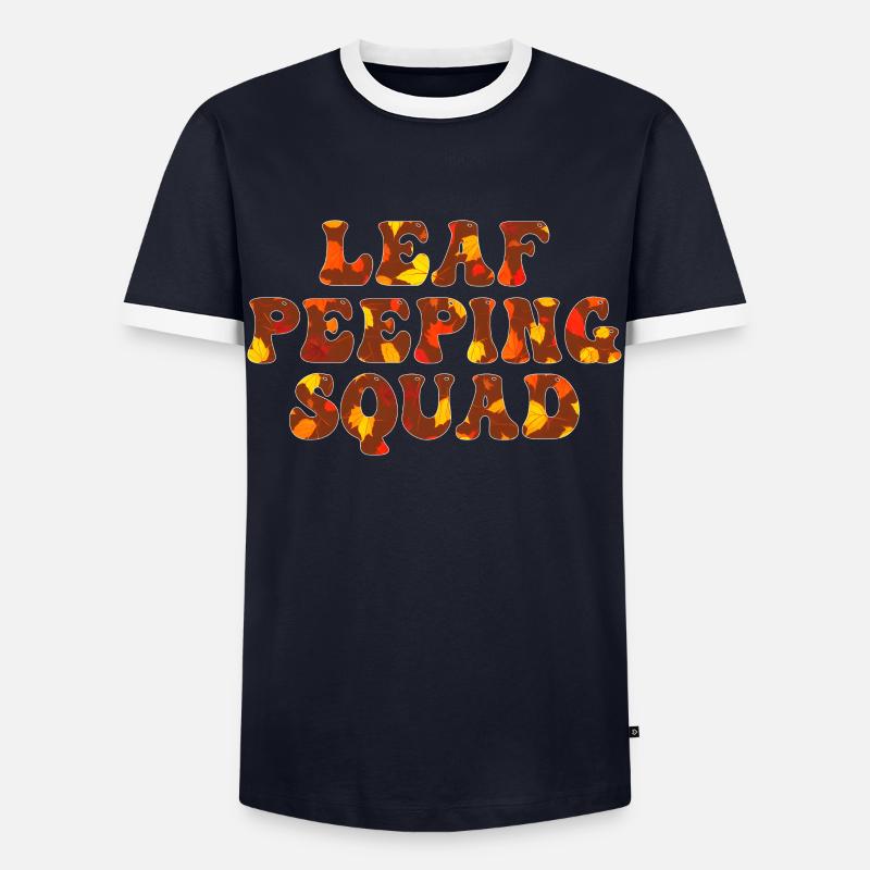 Blattpeeper Herbst Laub Herbst Peeper - Männer Kontrast-T-Shirt - Navy/Weiß 