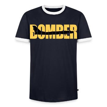 Bomber Tu-95 - Männer Kontrast-T-Shirt - Navy/Weiß  - Vorne - AI Model Female 172 light (172cm) & AI Model Male 178 light (178cm)