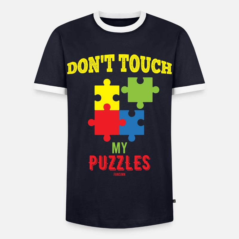 Don´t Touch My Puzzles - Männer Kontrast-T-Shirt - Navy/Weiß 