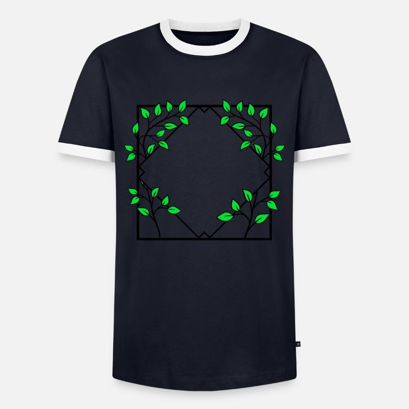 Square frame with branches decoration - Men's Ringer Shirt - navy/white 