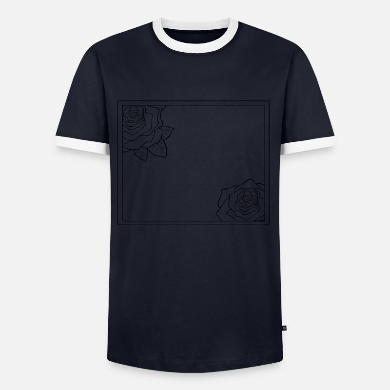 Rectangular frame with roses - Men's Ringer Shirt - navy/white